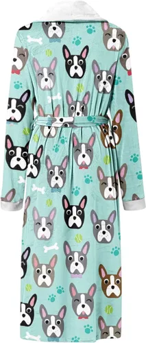 Vista 9 de youeneom - Bata de baño alargada para mujer cálida moderna con estampado de manga larga suave pijama para mujer conjunto de ropa de dormir