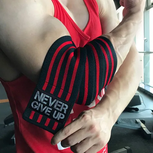 Vista 5 de HYFAN Coderas profesionales para coderas, correas elásticas, protector de soporte para levantamiento de pesas, entrenamiento, culturismo, gimnasio
