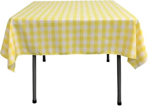 Vista 8 de Mantel cuadrado a cuadros de 42.5 x 44.5 in, ideal para mesa cuadrada de 83 x 83 o menos (naranja)