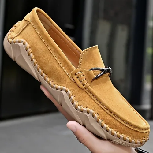 Vista 6 de LUODENGLANG Mens Casual Leather Fashion Slip On Loafers Shoes Moccasins Driving Shoes Hand-Made Dress Shoes Soft