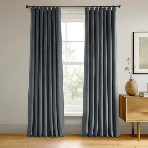 Vista 14 de HPD Half Price Drapes Cortinas Opacas Térmicas de Terciopelo Signature para Sala de Estar de 63 Pulgadas de Largo (1 Panel) con Bolsillo para Barra