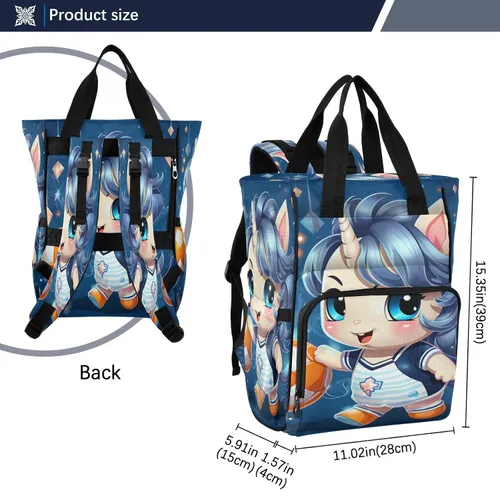 Vista 4 de Mochila de viaje con diseño de unicornio y fútbol de dibujos animados, mochila de viaje de gran capacidad, bolsas para mamá, para papá, mujeres