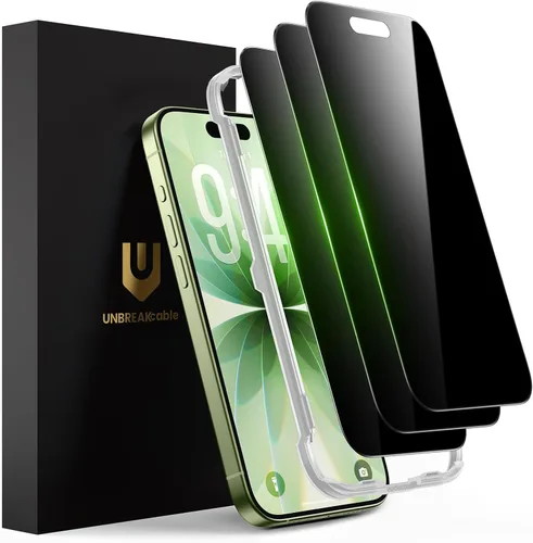 Vista 19 de UNBREAKcable Protector de pantalla de privacidad para iPhone 15-3 Pack