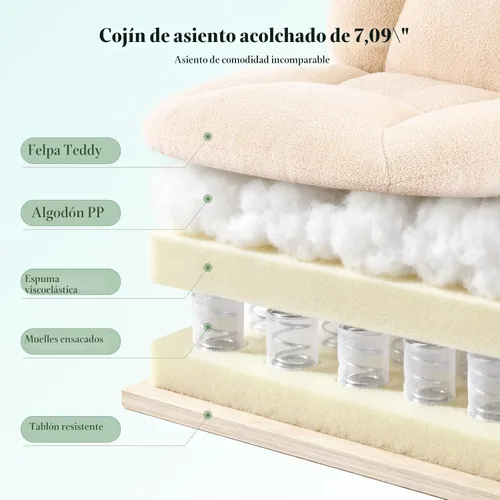 Vista 3 de Silla cruzada gruesa, acolchada, ergonómica, con patas cruzadas, con ruedas, silla giratoria sin brazos, altura ajustable para computadora