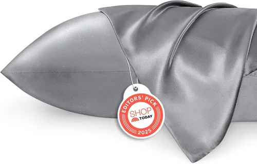 Vista 25 de Bedsure Paquete de 2 fundas de almohada de satén similares a las fundas de almohada de seda tamaño estándar, funda de almohada para mujeres que