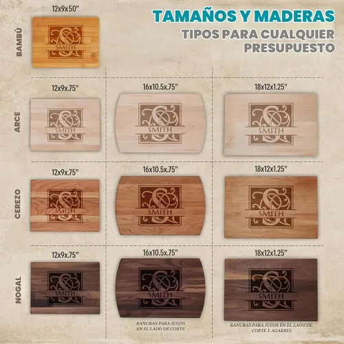 Vista 4 de Blue Ridge Mountain Gifts Tabla de cortar personalizada para boda o aniversario, tabla de madera grabada con láser, bandeja de comida personalizada
