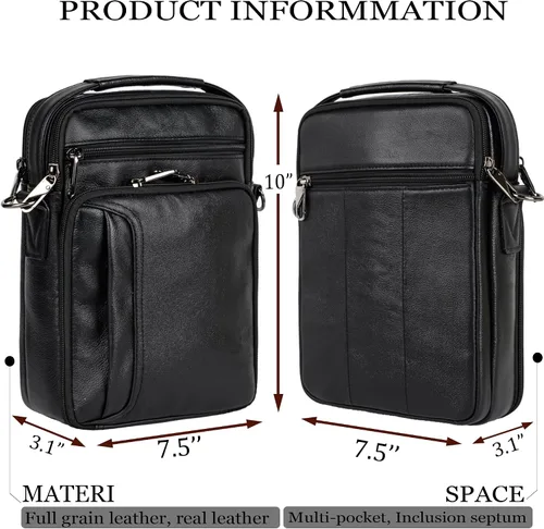 Vista 3 de Leather Small Messenger for Men - Women Shoulder Chest Travel Bag - Crossbody Bag