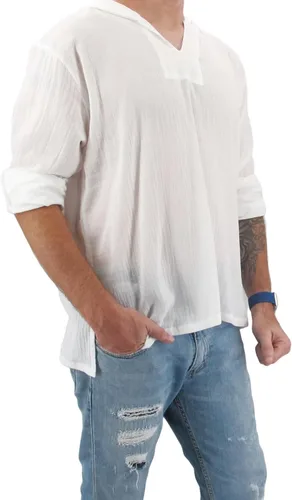 Vista 6 de Sudadera con capucha para hombre, estilo hippie, para playa, 100% algodón suave, para yoga, estilo bohemio