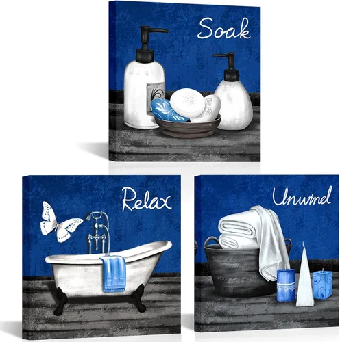 Vista 9 de RnnJoile Imágenes de baño beige para pared, arte de pared para bañera o spa, impresiones decorativas para relajarse y relajarse, arte para baño