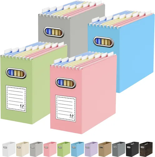 Vista 12 de Oterri Caja Organizadora de Archivos de Cartón para Carpetas Colgantes Tamaño Carta, Caja de Archivos para Escritorio de Computadora, Archivador