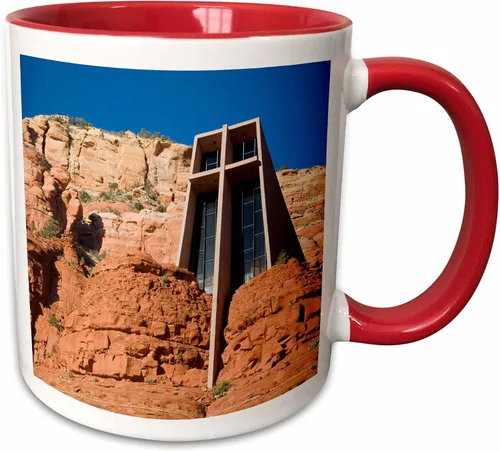 Vista 9 de 3dRose Arizona, Sedona, Chapel of The Holy Cross-Us03 Jwi0214-Jamie and Judy Wild - Taza de dos tonos, 11 onzas, negro/blanco