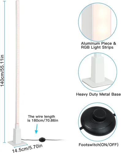 Vista 4 de Depuley Lámpara de pie inteligente RGB, lámpara de esquina WiFi que cambia de color compatible con Alexa Mood Light, control de aplicación