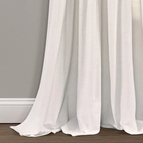 Vista 4 de Lush Decor - Cortinas de lino con botones de estilo granja, panel individual, diseño plisado de dos tonos de 40 pulgadas de ancho x 108 pulgadas