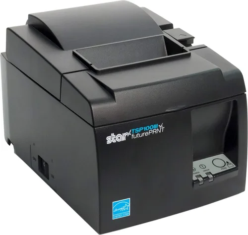 Vista 2 de Star Micronics Serie TSP100, Monocromo, Impresora Térmica de Recibos, Gris, USB, Cable USB, Fuente de alimentación interna