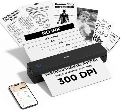 Vista 10 de HPRT MT610 Inkless Portable Printer &200Sheets&Case Kit，Wireless for Travel,Thermal Printer Supports 8.5" x 11" US Letter&A4&A5,Compatible with