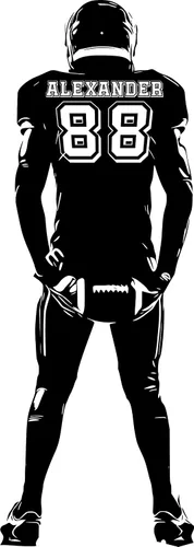Vista 3 de Calcomanía de pared personalizada de fútbol – Números personalizados camisetas de jugador – Elige tu nombre. Calcomanía de vinilo para decoración