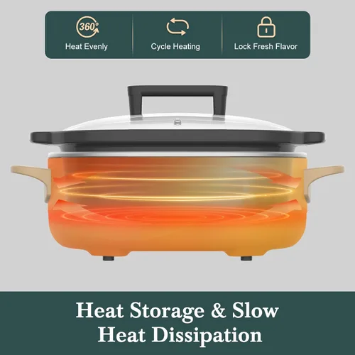 Vista 5 de MAGNIFIQUE Olla de Cocción Lenta Programable de 6 Cuartos con Recipiente Antiadherente Saludable Extraíble - Pequeño Electrodoméstico de Cocina