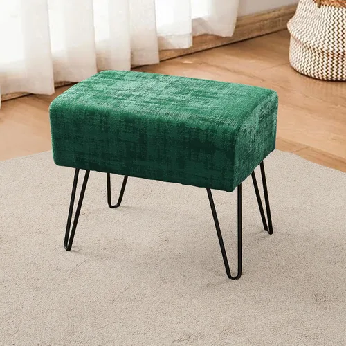 Vista 18 de Home Soft Things Otomana rectangular de terciopelo mullido de color verde ágata de 19 pulgadas para sala de estar, banco de entrada de espacio