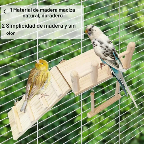 Vista 6 de Hamiledyi 13 piezas de juguetes para loros con columpio, mordedores, perchas para pájaros, plataforma con escalera de escalada y accesorios
