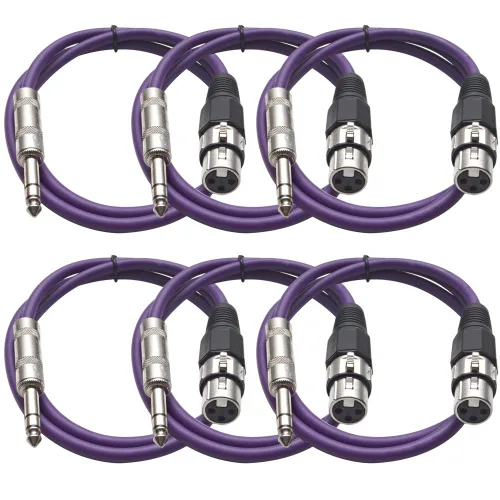 Vista 19 de Seismic Audio - SATRXL-F2-6 Paquete de cable de conexión XLR negro de 2 pies XLR hembra a 1/4" TRS
