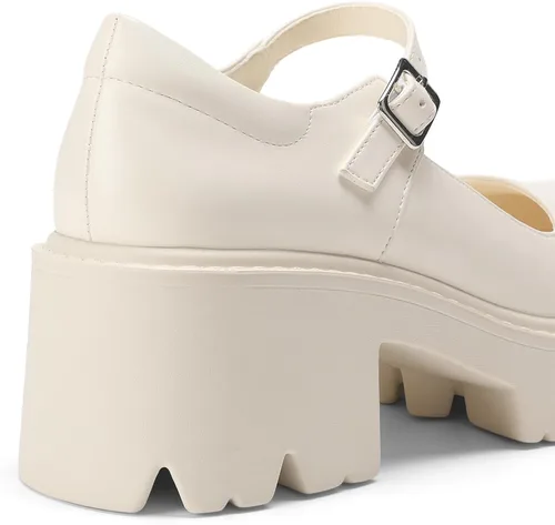 Vista 6 de DREAM PAIRS Zapatos Mary Janes con plataforma para mujer Beige