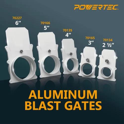 Vista 6 de Powertec 70108, compuerta de regulación de tiro de 4-pulgadas para colector de polvo y aspiradora