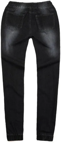 Vista 2 de SSDXY Pantalones deportivos de mezclilla para mujer con cordón talle medio desgastados ajustados ajustados ajustados ajustados estilo casual