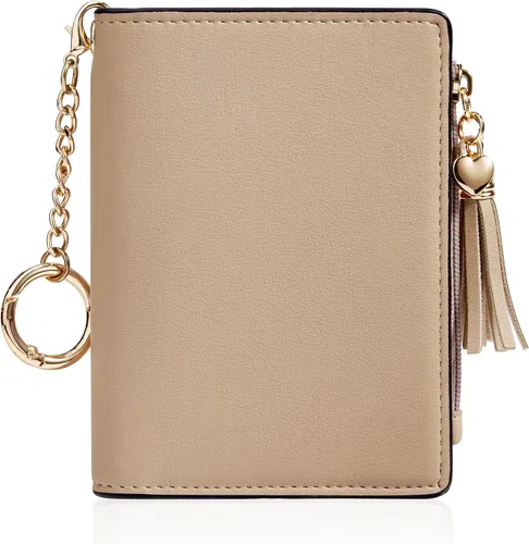 Vista 12 de Gostwo Billeteras pequeñas para mujer, elegante cartera para mujer con ventana de identificación, bolsillo con cremallera para monedas y borla.