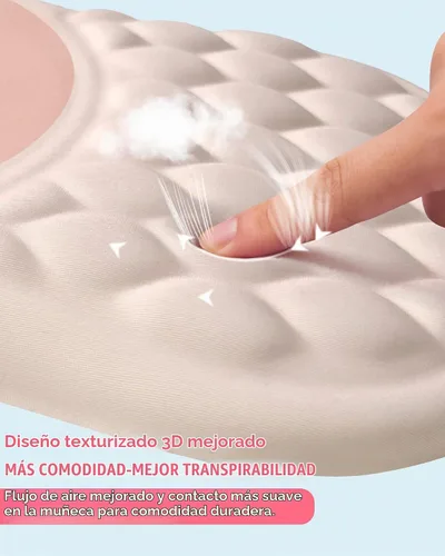Vista 3 de Alfombrilla de mouse ergonómica con reposamuñecas, soporte de espuma viscoelástica con diseño de pendiente, superficie de licra lisa, base