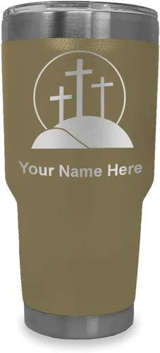 Vista 23 de LaserGram Vaso aislado al vacío de 20 onzas, cruz de calvario, grabado personalizado incluido (negro)