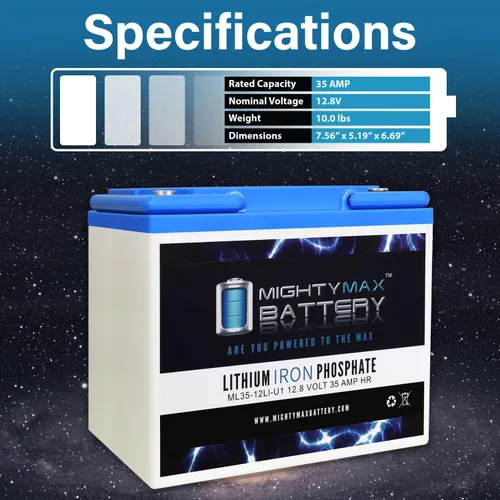 Vista 3 de Mighty Max Battery 12V 35AH U1 Lithium Replacement Battery compatible with Casil CA12330 NB - 4 Pack