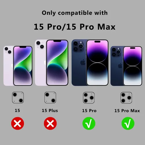 Vista 7 de Meikobuly Protector de lente de cámara para iPhone 15 Pro/iPhone 15 Pro Max, [fuerte protección contra caídas] [no se cae fácilmente] Cubierta