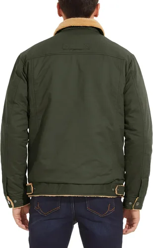 Vista 7 de MAGNIVIT Chaqueta cargo de algodón para hombre, chaqueta de trabajo con forro polar Sherpa de invierno con 5 bolsillos