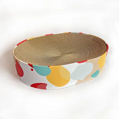 Vista 4 de Cama rascador para gatos, sofá de salón para gatos de interior, forma ovalada, 17 x 13 pulgadas, muebles de larga duración