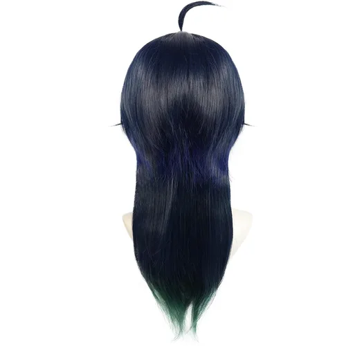 Vista 5 de IMEYLE Peluca Twisted Wonderland degradado azul y verde peluca con flequillo, peluca larga y recta para hombres y niños, peluca sintética de anime