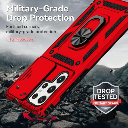 Vista 6 de Funda para Samsung Galaxy S22 Ultra, Galaxy S22 Ultra con funda para cámara y soporte, grado militar, a prueba de golpes, resistente, con soporte