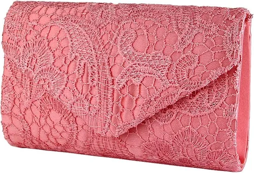 Vista 2 de JIAN YA NA Bolso de mano para mujer, elegante bolso de noche de encaje floral, diseño de sobre para boda, fiesta, graduación, cóctel