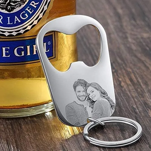 Vista 4 de Llavero personalizado de plata con abrebotellas personalizado para hombre, papá, abuelo, llaveros, texto grabado, abrecerveza, regalo para él