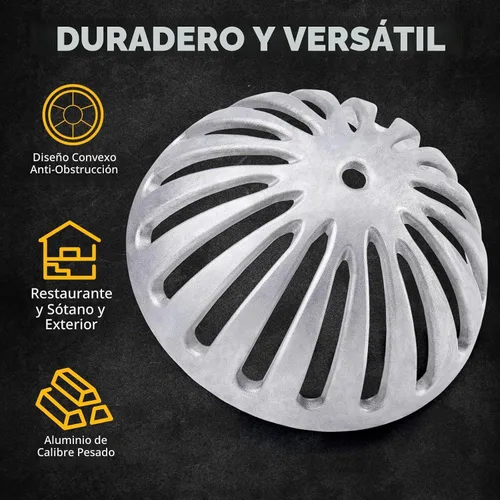 Vista 2 de Cubierta de drenaje de piso de aluminio, cubierta de cúpula resistente 5-1/2 pulgadas Commercial Floor Drain Strainer, Preventing Leaves from