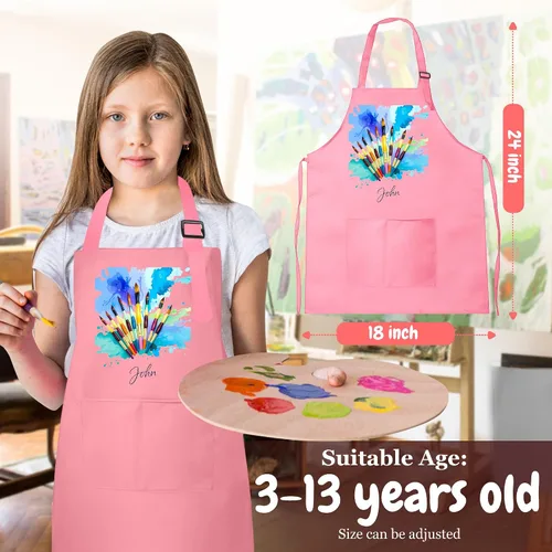 Vista 5 de Delantal personalizado para niños con nombre personalizado, delantal de artista para pintar y manualidades, relleno de calcetines para niños y niñas