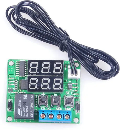 Vista 2 de Módulo de termostato digital de 5 V CC de -58 ℉ a 257 ℉ Fahrenheit, pantalla de temperatura controlador de temperatura con relé de 20 A, sonda