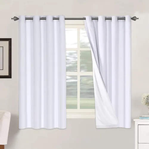 Vista 226 de H.VERSAILTEX Cortinas 100% opacas con aislamiento térmico, texturizadas, de lino, con bloqueo completo de calor y luz, para sala de estar y Negro