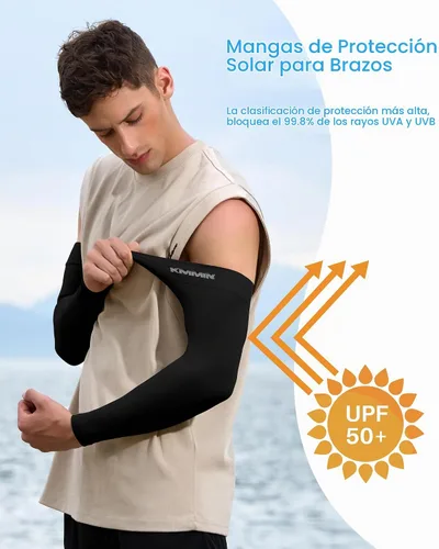 Vista 2 de KMMIN - Mangas para brazo con protección de rayos ultravioleta para conducción, ciclismo, golf, baloncesto. 2negro