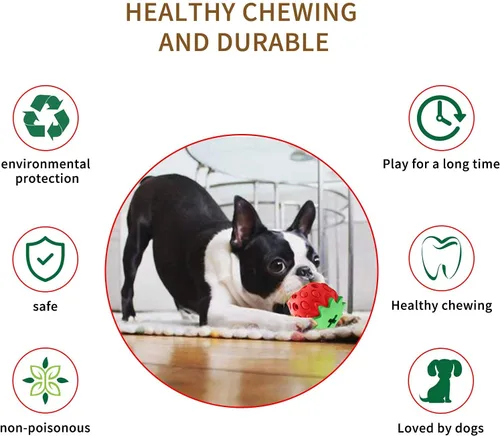 Vista 5 de Askhald Juguete masticable con sabor a fresa para masticadores agresivos, cepillo de dientes para perros, juguete interactivo para perros pequeños
