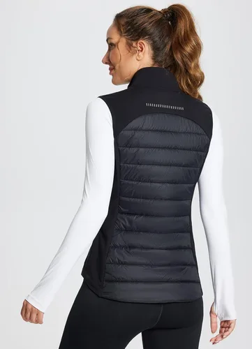 Vista 2 de BALEAF Chaleco ligero y cálido para mujer, para correr, invierno, híbrido, sin mangas, acolchado, resistente al agua