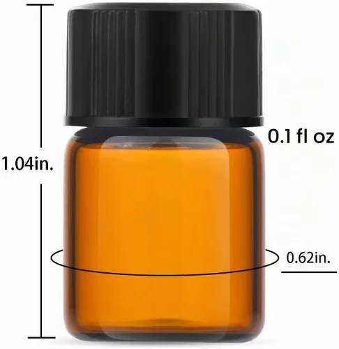 Vista 2 de 100 viales pequeños de vidrio ámbar de 2 ml con tapas de rosca (100 unidades)