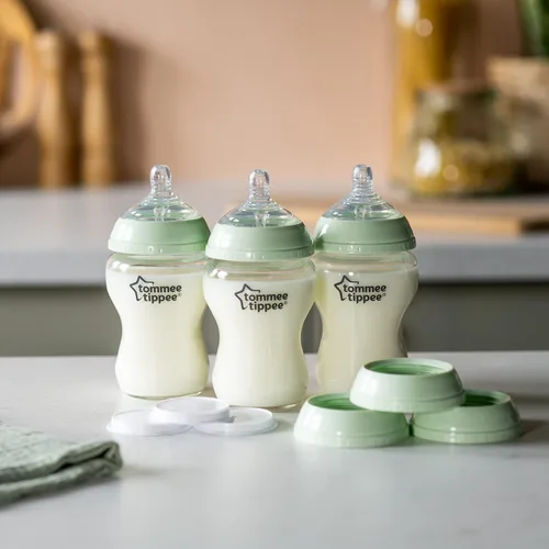 Vista 6 de Tommee Tippee Closer to Nature - Biberones de vidrio convertibles 3 en 1, válvula anticólicos, 9 onzas, 3