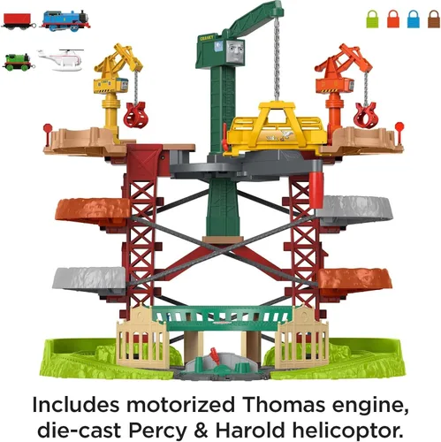 Vista 4 de Thomas & Friends - Juego de supertorre con trenes motorizados, grúas y pistas para niños de preescolar, a partir de 3 años
