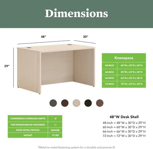 Vista 2 de HON MOD - Escritorio ejecutivo grande de 48 pulgadas para computadora, laminado de madera gruesa, mesa moderna con gestión de cables, 48 pulgadas