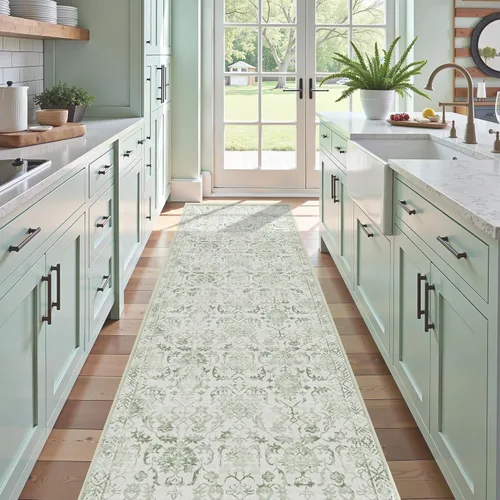 Vista 59 de Alfombra de área pequeña de 2 x 3 pulgadas, color beige, para entrada, baño, cocina, antideslizante, de pelo bajo, lavable, moderna alfombra bohemia